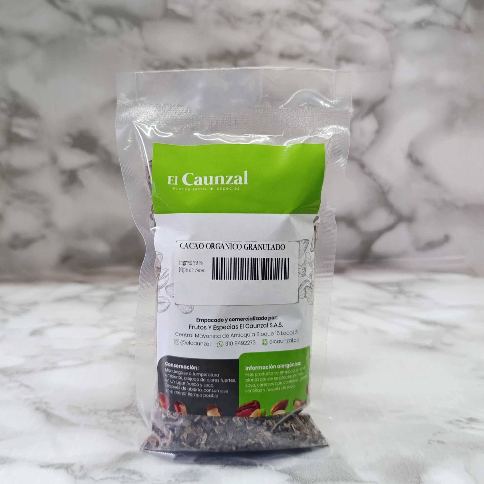 CACAO ORGANICO GRANULADO-ELCAUNZAL CACAO ORGANICO GRANULADO E LCAUNZAL El Caunzal - Frutos Secos y Especias de Calidad