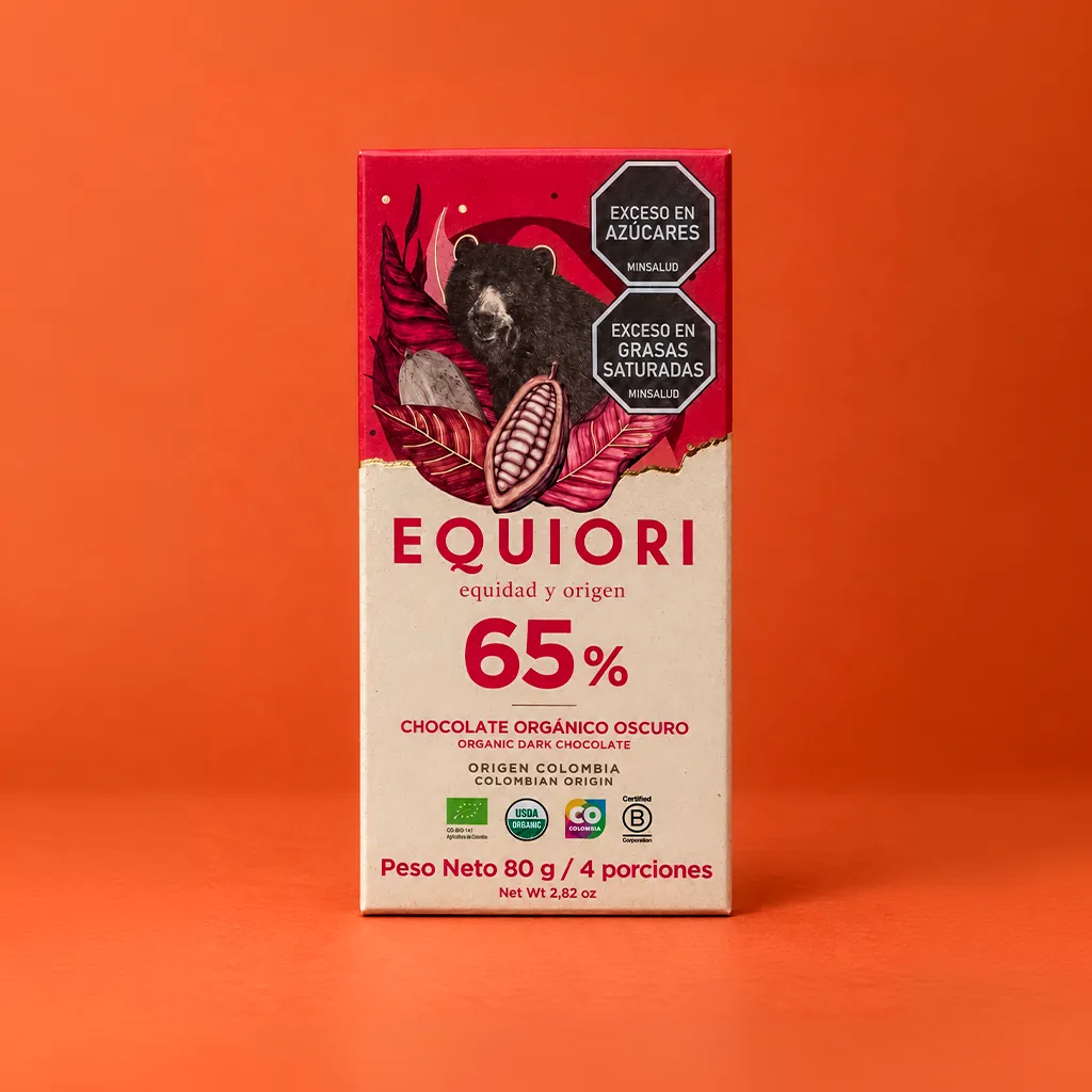 Chocolate Equiori 65% cacao orgánico de 80 g