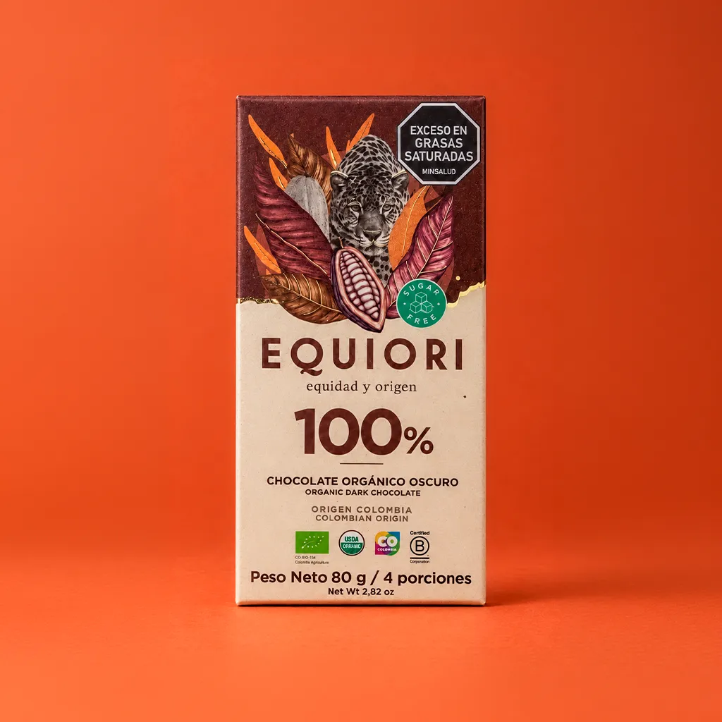 Chocolate Equiori 100% cacao orgánico de 80 g