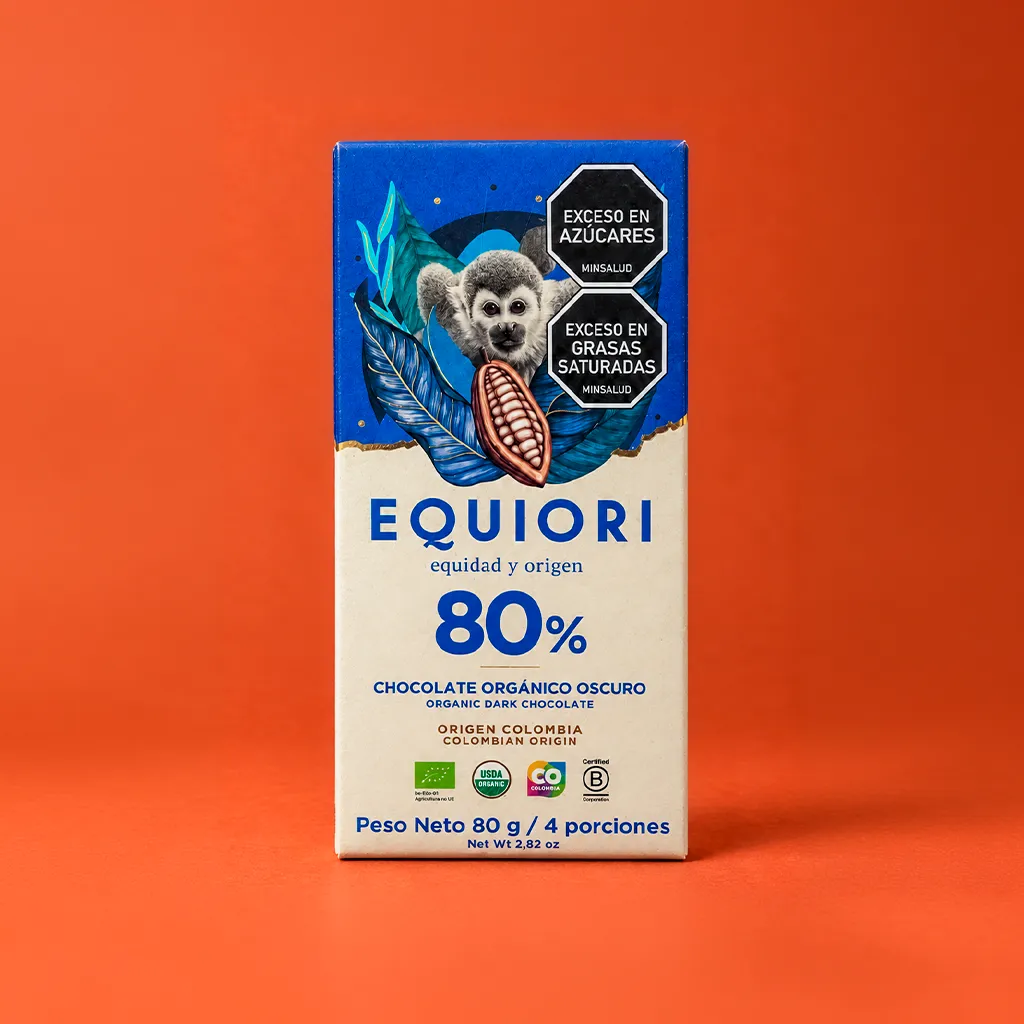 Chocolate Equiori 80% cacao orgánico de 80 g