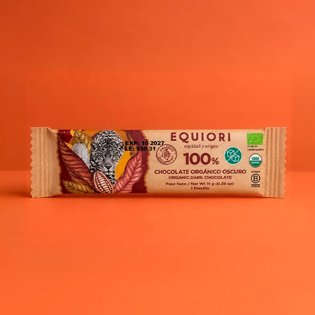 Chocolatina Equiori 100% cacao orgánico de 11 g