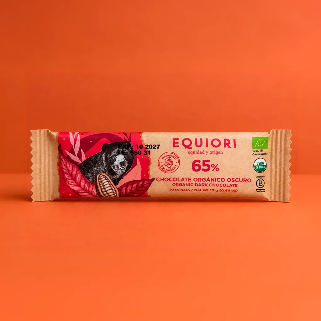 Chocolatina Equiori 65% cacao orgánico de 11 g