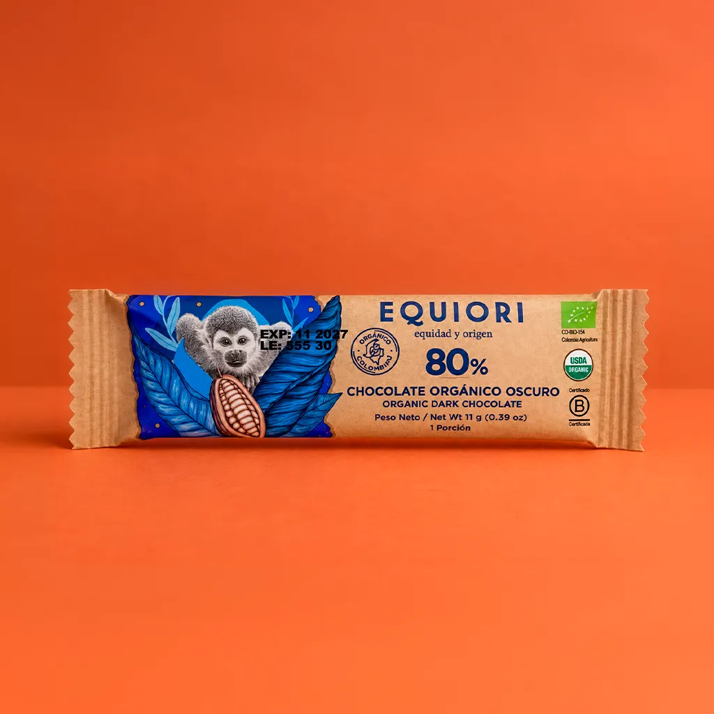 Chocolatina Equiori 80% cacao orgánico de 11 g